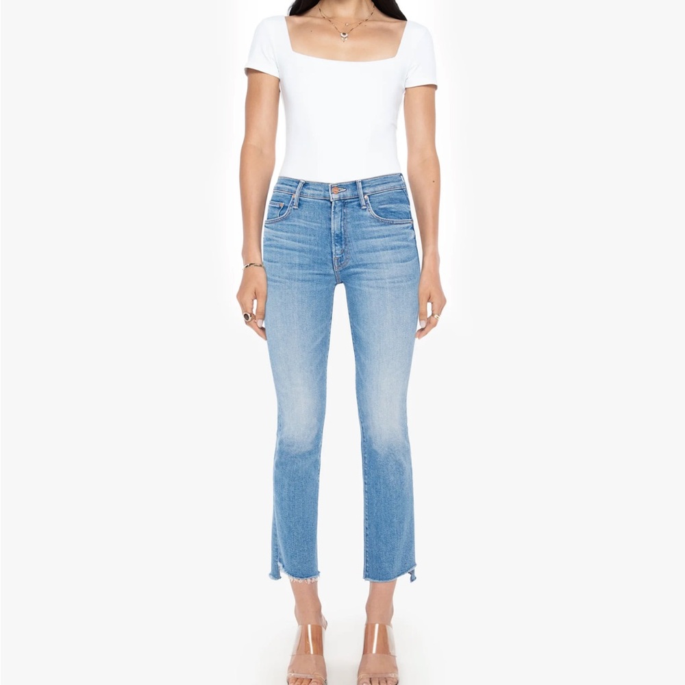 MOTHER Blue Ankle Cropped Jeans with Flare